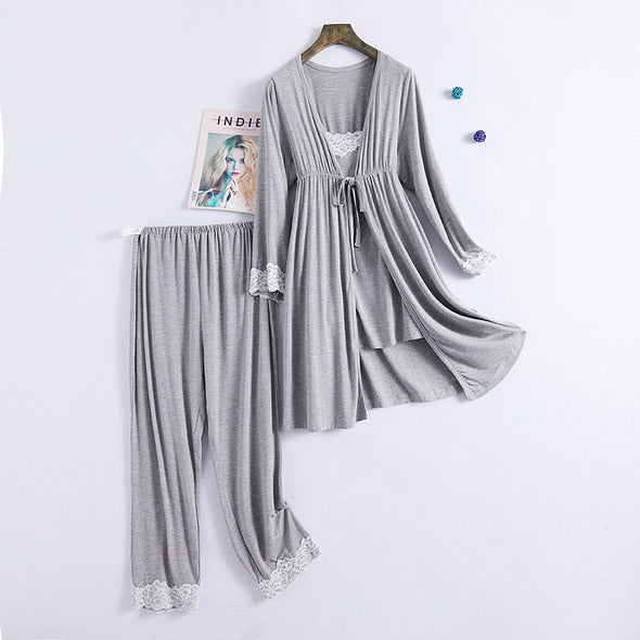 Yenuo Maternity Clothes New Modal Confinement Clothes Spring And Autumn Pregnant Women Breastfeeding Pajamas Fashion Three-piece Suit