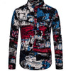 Plus Size Mens Long Sleeve Printed Shirt