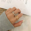 Smiling face ring women''s fashion personality creative minority design simple ring cool hollow light luxury hand jewelry ins fashion