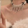 Bowknot Furry Zircon Tassel Necklace Formal Dress Accessories Clavicle Lady