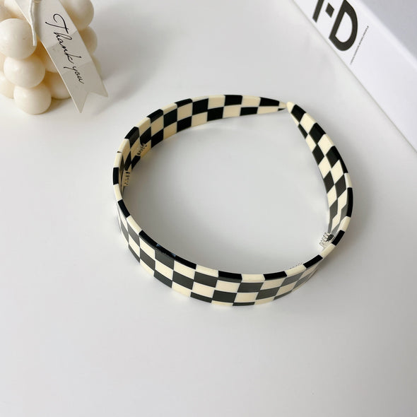 Cellulose Acetate Sheet Hair Accessories Plaid Headband For Women