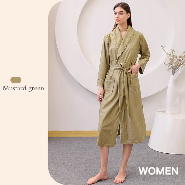 Thin satin bathrobe with quick drying water absorption for couples women's long and plus size yukata for men