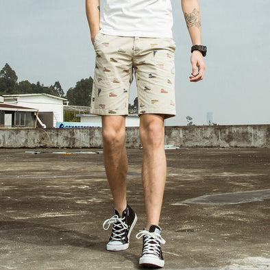 100% Cotton Brand New Slim Fit Pattern Washed Cargo Shorts Men