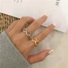 Smiling face ring women''s fashion personality creative minority design simple ring cool hollow light luxury hand jewelry ins fashion