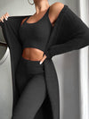 Women's Suit Sexy V-neck Short Crop Top Cardigan Sweater Trousers Three-piece Set