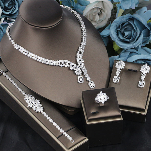 The Dinner Party Formal Dress Accessories 3A Necklace Earrings Four-piece Set