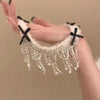 Bowknot Furry Zircon Tassel Necklace Formal Dress Accessories Clavicle Lady